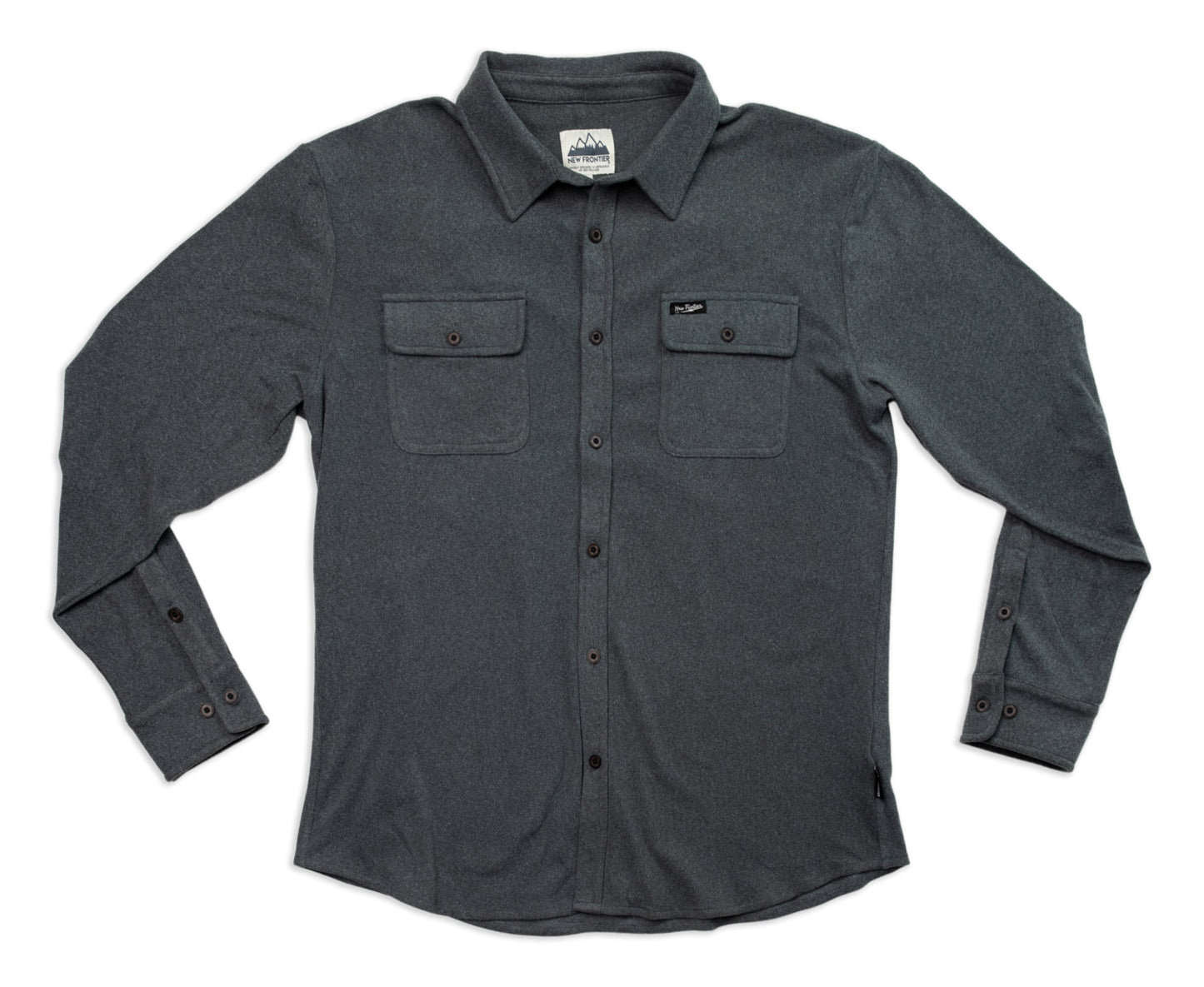 New Frontier Men's Flex Flannel Iron Grey Button Down Long Sleeve