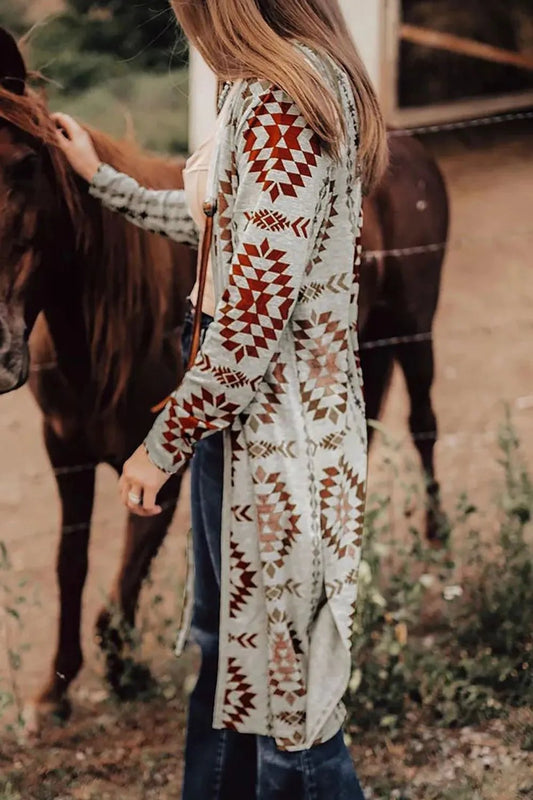Haley Tribal Print Long Sleeve Duster - Bumpkin Ranchwear