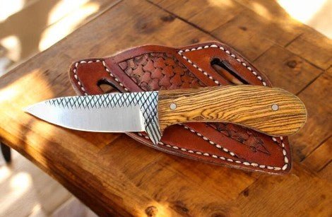 Handmade Cowboy Belt Knife | Rasp Steel & Olive Wood - Bumpkin Ranchwear