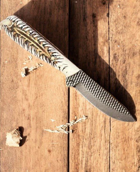 Handmade Cowboy Knife with Rasp Steel Blade & Pine Cone Handle - Bumpkin Ranchwear