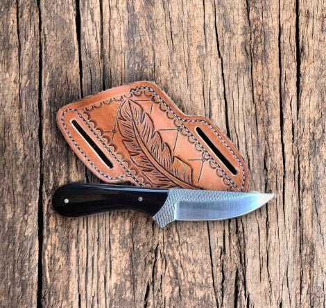 Handmade Rasp Steel Belt Knife with Buffalo Horn Grip - Bumpkin Ranchwear