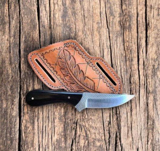 Handmade Rasp Steel Belt Knife with Buffalo Horn Grip - Bumpkin Ranchwear