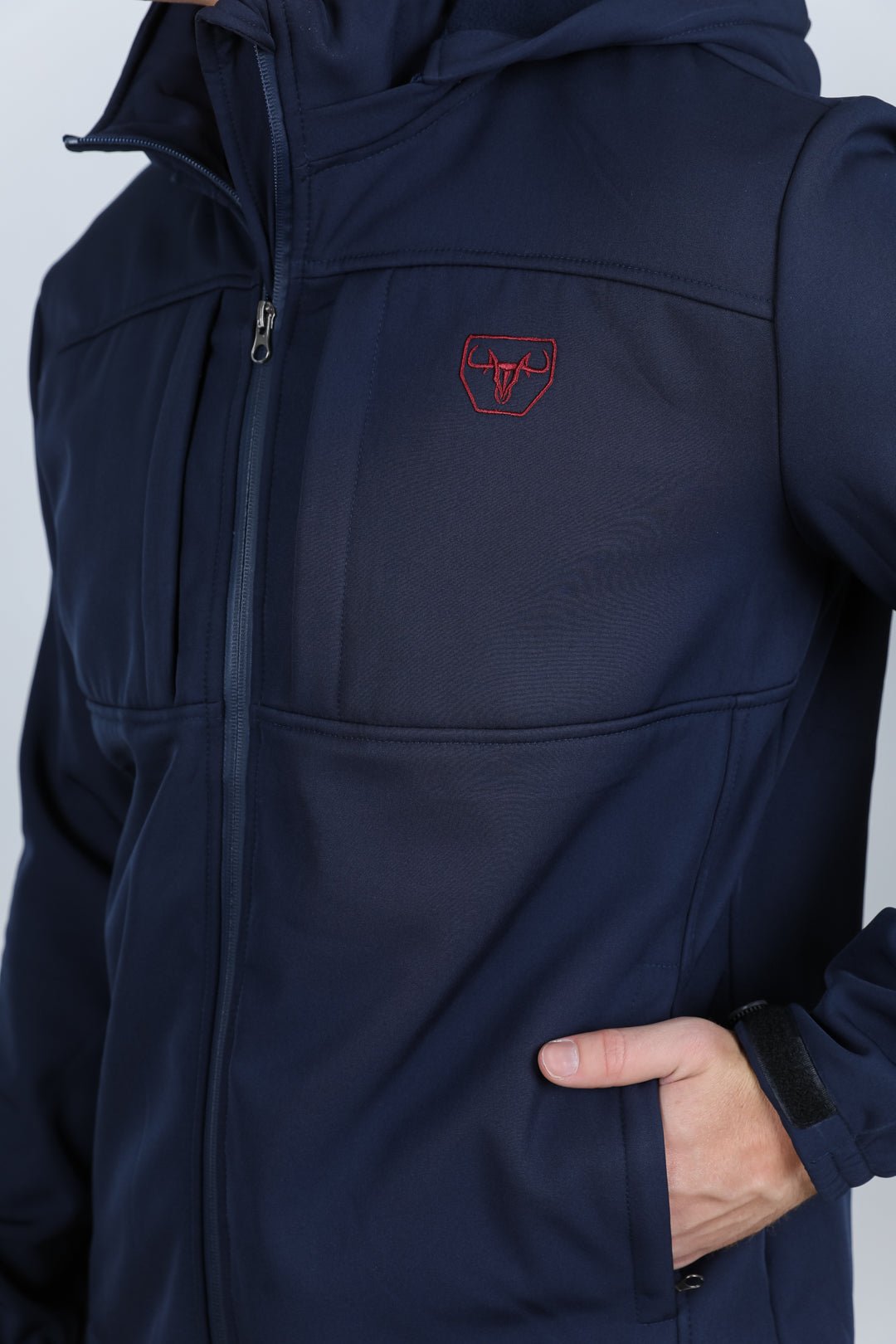 Hooded Softshell Water - Resistant Jacket - Navy - Bumpkin Ranchwear