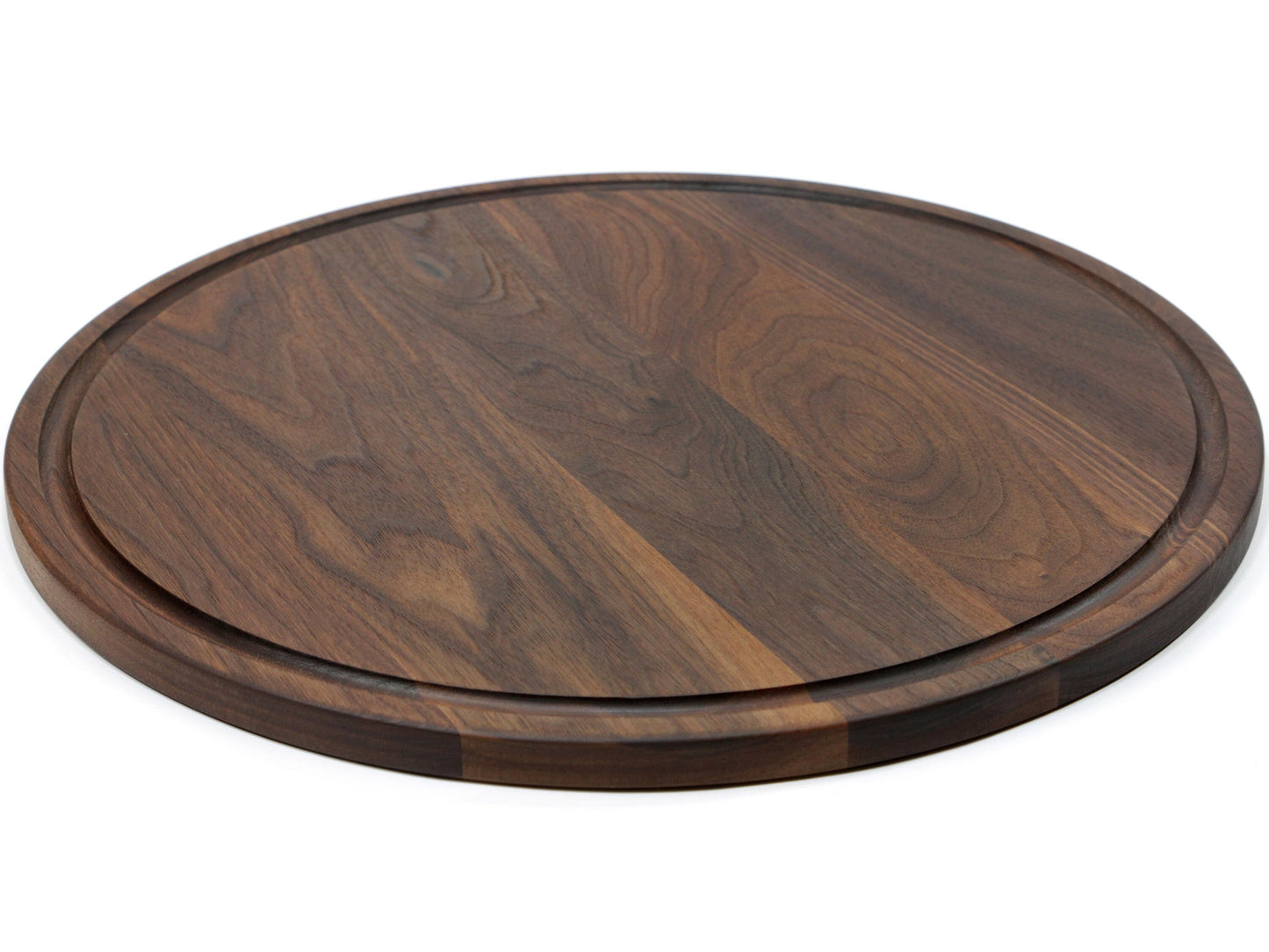 Handmade Walnut Round Cheese Board, 18 Inch Round Cutting Board with Juice Groove Black Walnut, Large Charcuterie Board