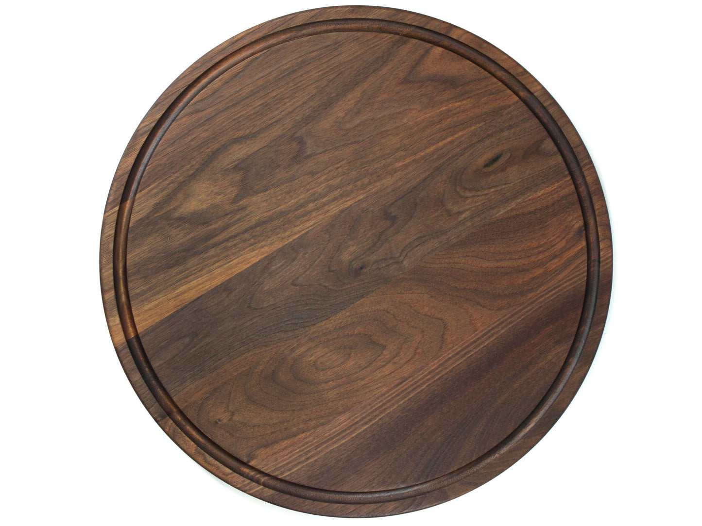 Handmade Walnut Round Cheese Board, 18 Inch Round Cutting Board with Juice Groove Black Walnut, Large Charcuterie Board