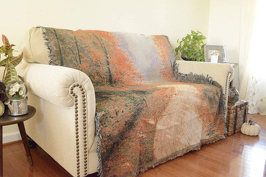 Autumn Country Path Throw Blanket