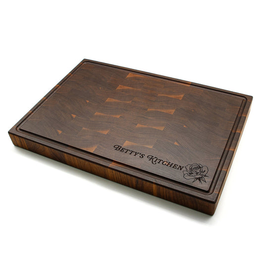 Handmade End Grain Walnut Cutting Board - Customizable