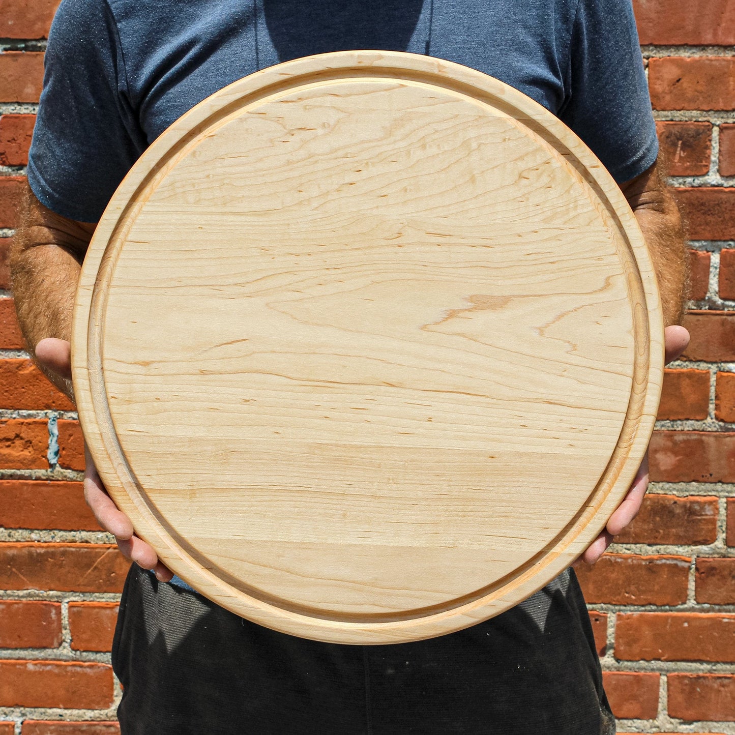Handmade Walnut Round Cheese Board, 18 Inch Round Cutting Board with Juice Groove Black Walnut, Large Charcuterie Board