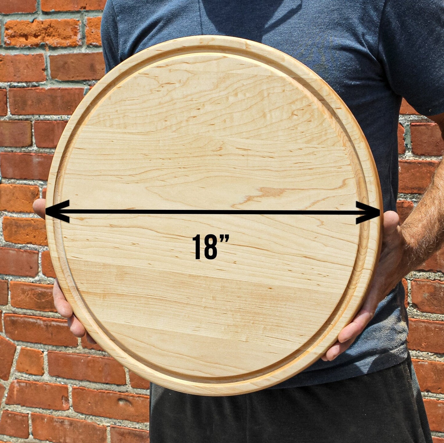 Handmade Walnut Round Cheese Board, 18 Inch Round Cutting Board with Juice Groove Black Walnut, Large Charcuterie Board