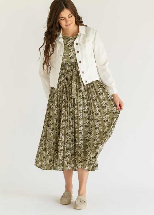 Louise Short Sleeve Pleated Midi Dress