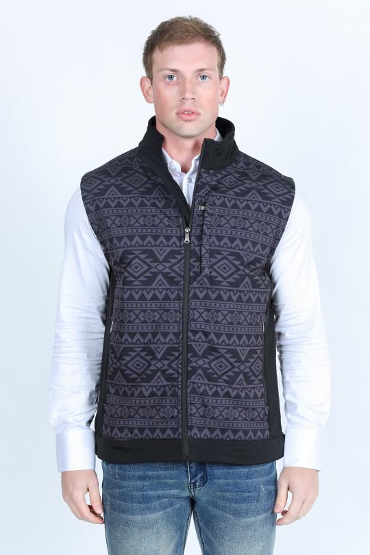 Mens Aztec SoftShell Concealed Carry Water - Resistant Vest - Black - Bumpkin Ranchwear
