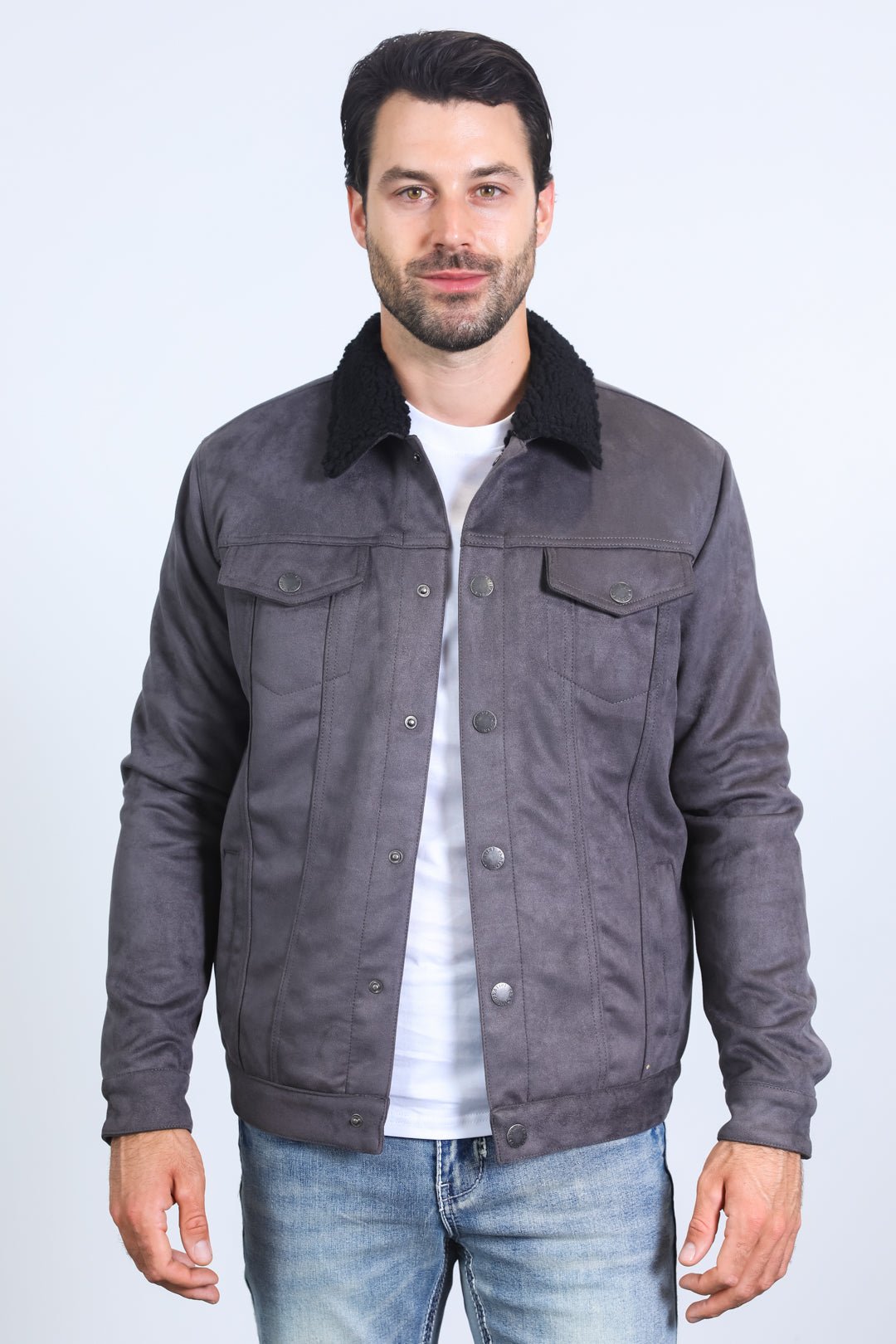 Mens Suede Jacket - Charcoal - Bumpkin Ranchwear