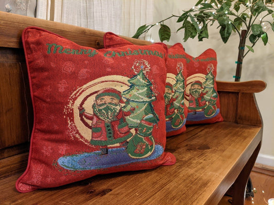 Merry Christmas Throw Pillow Cover - 16" x 16" - Bumpkin Ranchwear