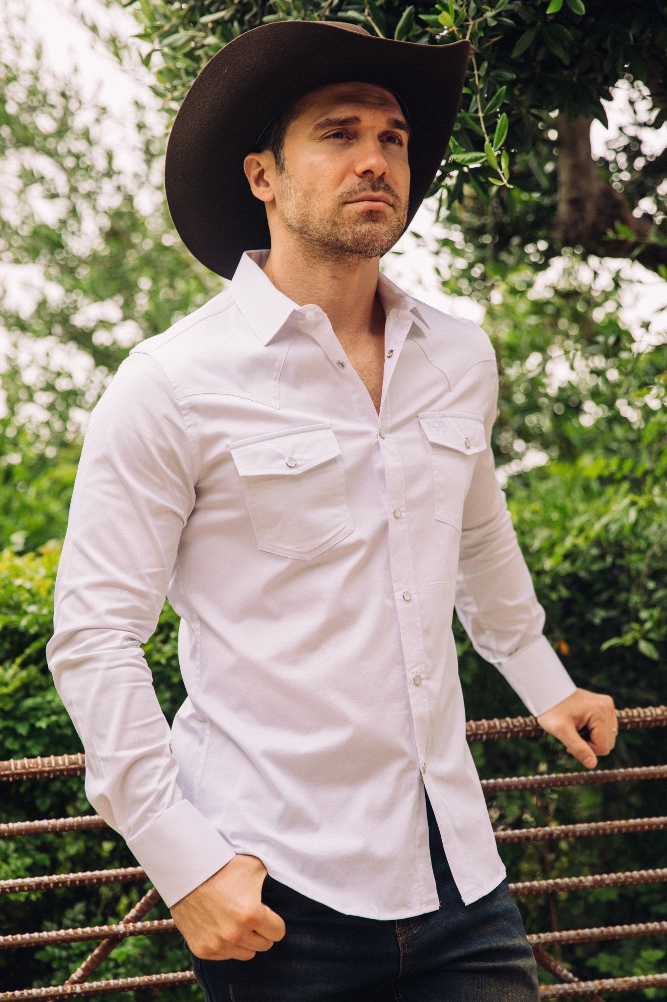 Modern Fit Solid White Dress Shirt - Bumpkin Ranchwear