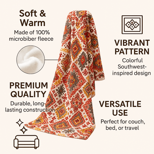 Southwestern Havana Geometric Soft Plush Fleece Flannel Throw Blanket - Bumpkin Ranchwear