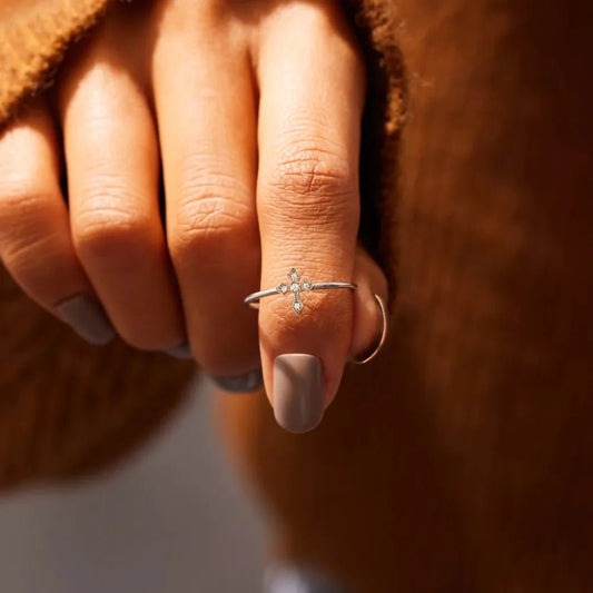 Sterling Silver Cross Ring - Rose Gold and Silver - Bumpkin Ranchwear