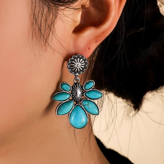 Turquoise Flower Earrings - 2 Colors - Bumpkin Ranchwear