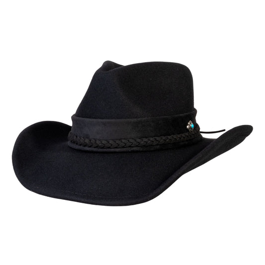 Turquoise Ridge Black Felt Cowboy Hat - Bumpkin Ranchwear