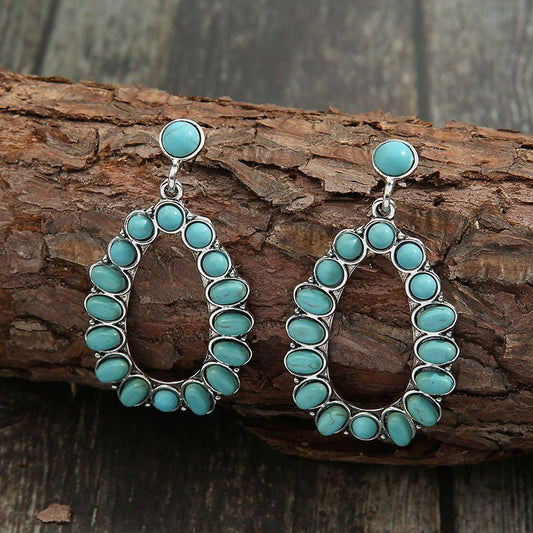 Turquoise Teardrop Pendant Earrings - Bumpkin Ranchwear