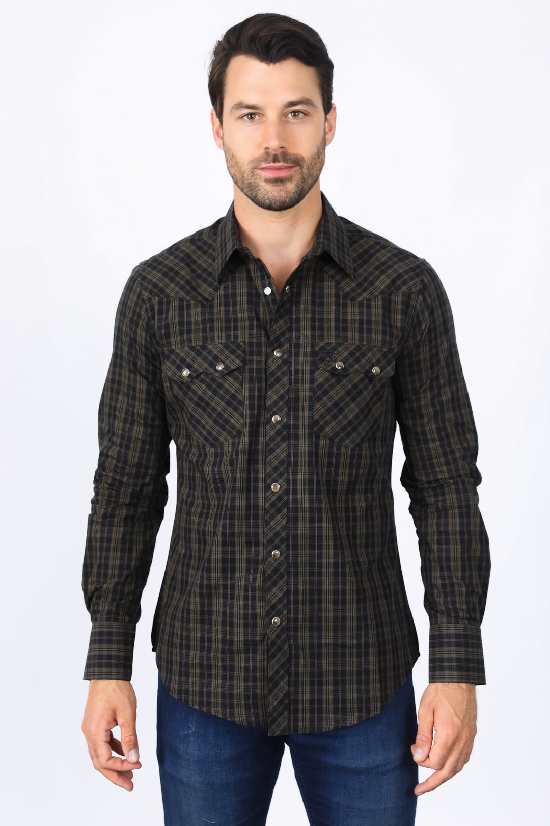 Western Checkered Black Long Sleeve Shirts - Bumpkin Ranchwear