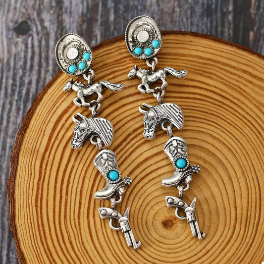 Western Turquoise Charm Earrings - Bumpkin Ranchwear