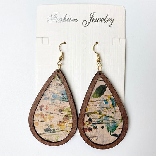 Wooden Teardrop Dangle Earrings - Bumpkin Ranchwear