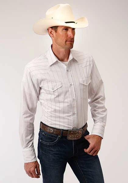 Roper 00248 Red Stripes (White) - Men's Western Shirt