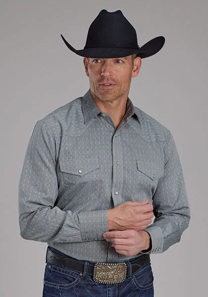 Roper 2112 Tone On Tone (Grey) - Men's Western Shirt