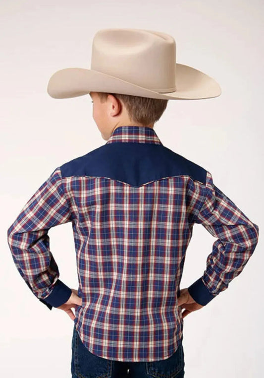 Roper Little Trailblazer (Blue) - Boy's Western Shirt