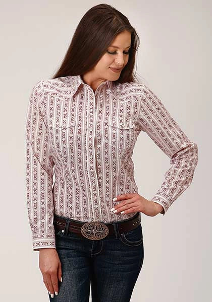 Roper 827 Wallpaper Print (Wine) - Women's Western Shirt