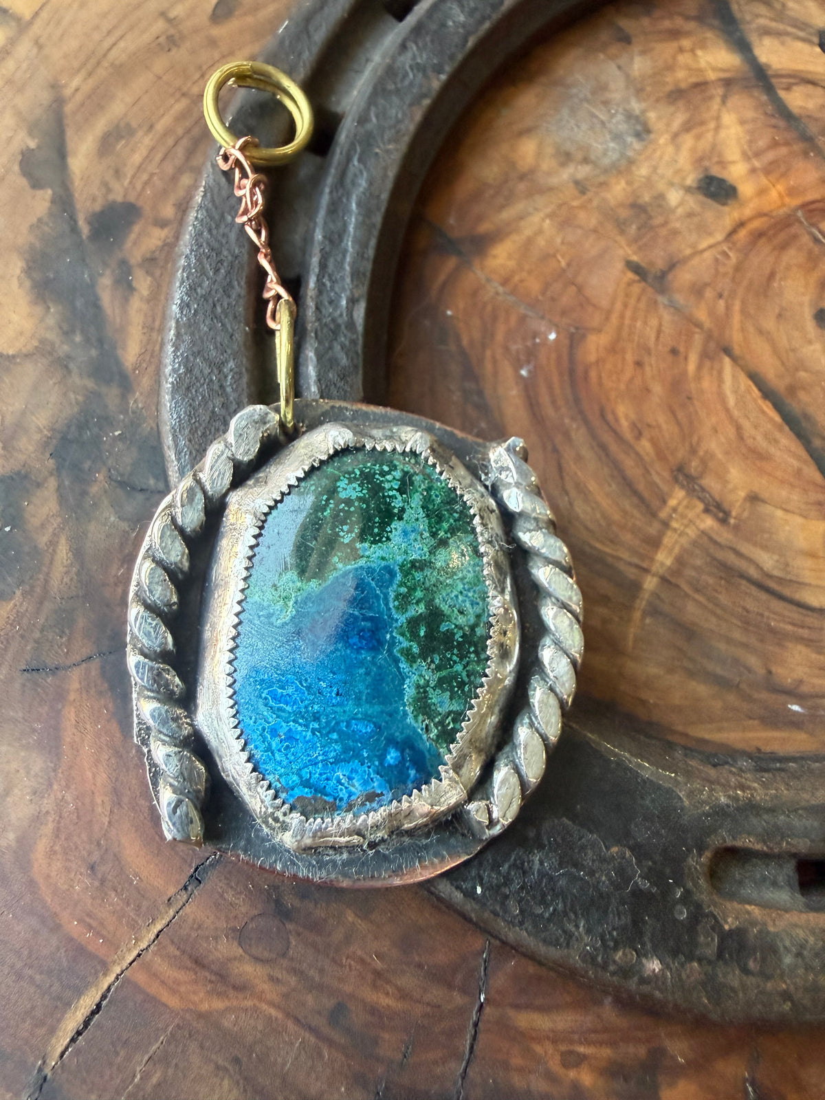 Arizona Malachite & Chrysocolla Bag Clip by Bootleg Silver Co, handmade in Arizona