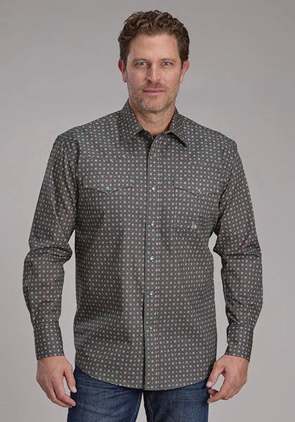 Roper 2243 Garnet Foulard (Grey) - Men's Western Shirt