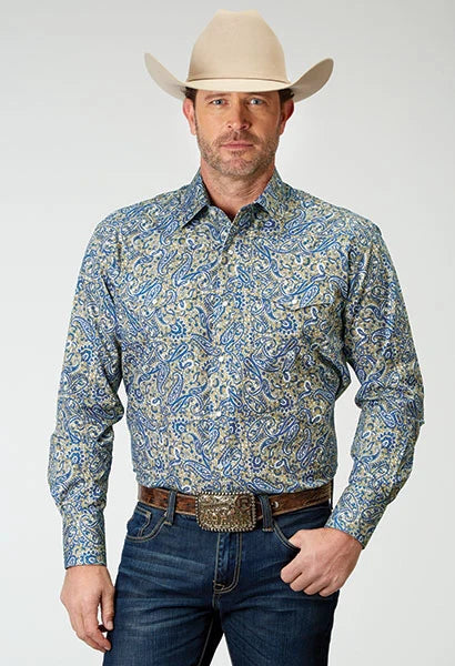 Roper 1933 Delft Paisley (Blue) - Men's Western Shirt