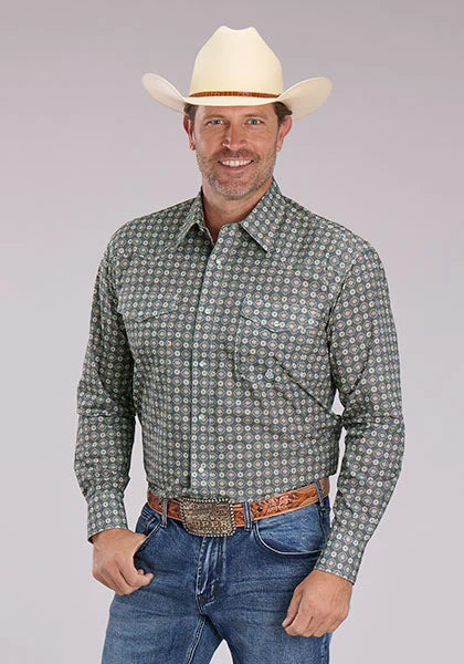 Roper 2501 Medallion Foulard (Grey) - Men's Western Shirt