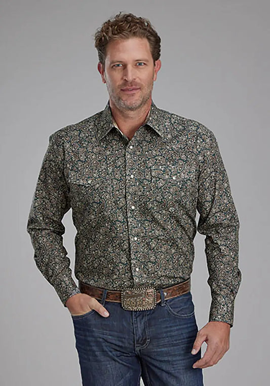 Roper Oak Forest Paisley (Brown) - Men's Western Shirt