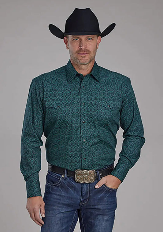 Roper Oak Forest Vintage Paisley (Green) - Men's Western Shirt
