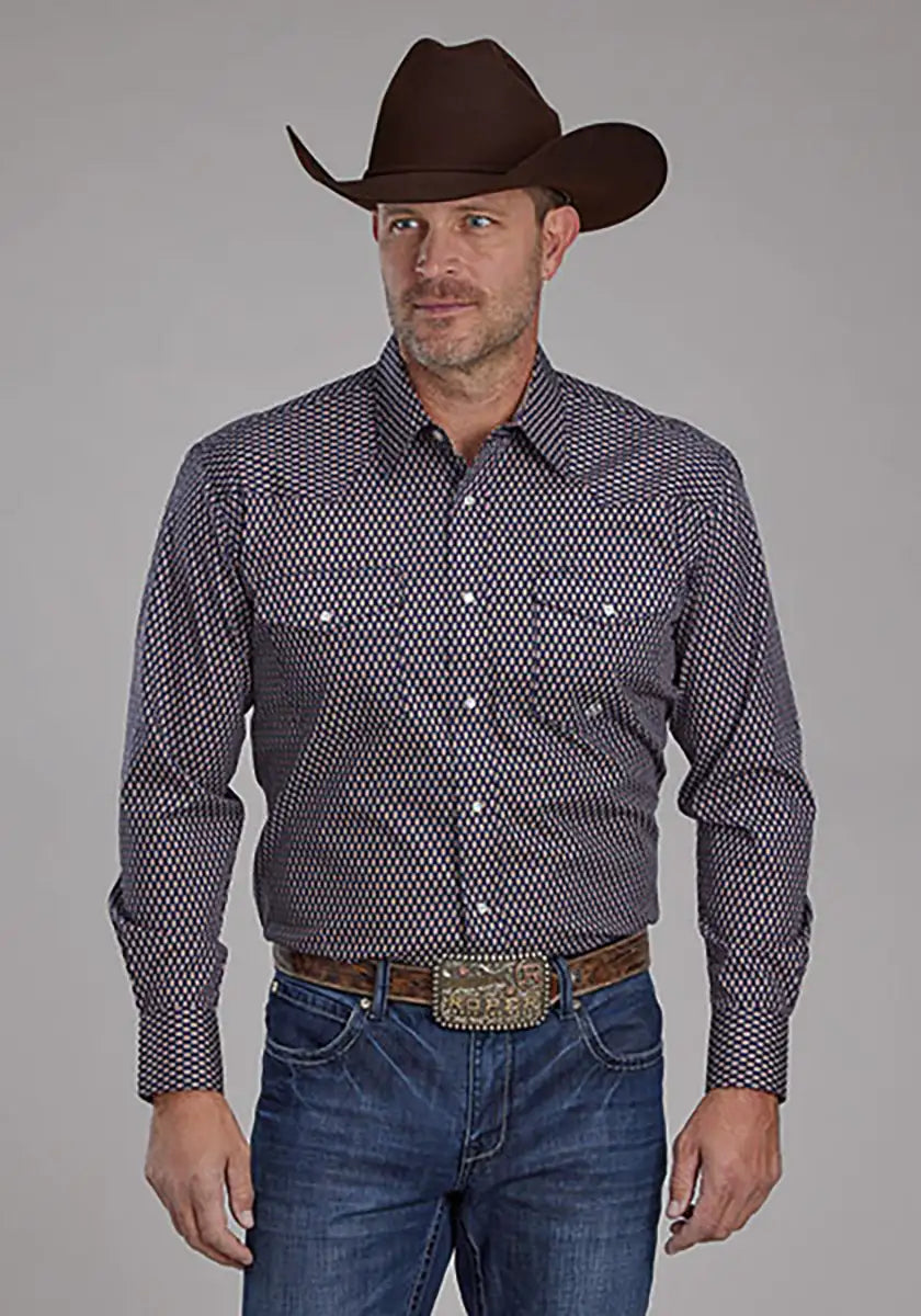 Roper Fall River Diamond Eye (Blue) - Men's Western Shirt