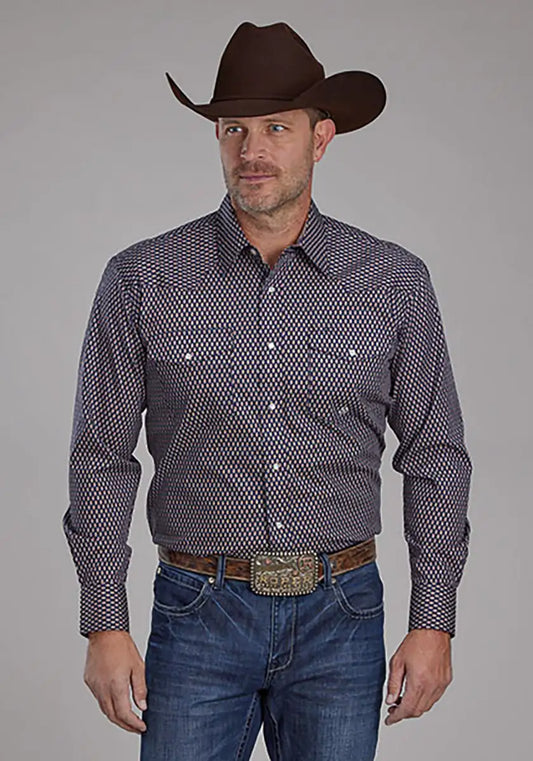 Roper Fall River Diamond Eye (Blue) - Men's Western Shirt