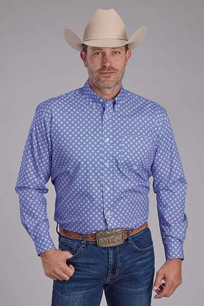 Roper 2385 Periwinkle Foulard (Blue) - Men's Western Shirt