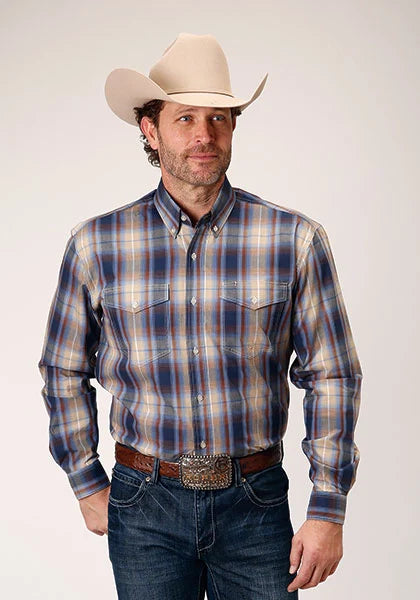 Roper 1842 Ranch Plaid (Blue) - Men's Western Shirt