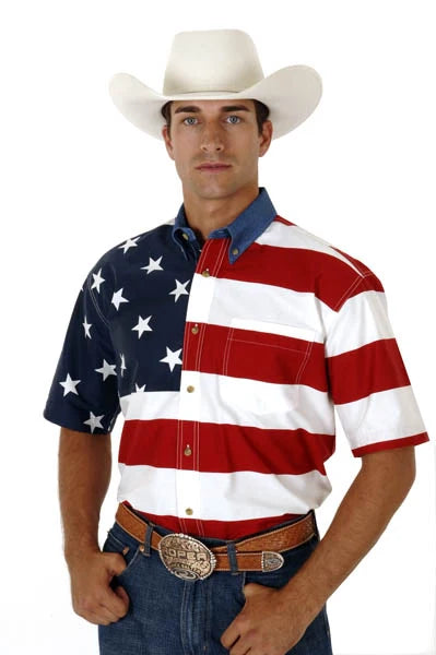 Roper Pieced Stars & Stripes (Multi) - Men's Short Sleeve Shirt