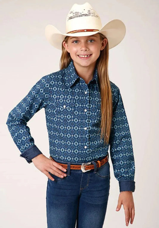 Roper West Made (Mini Aztec) - Girl's Western Snap Shirts (Closeout)