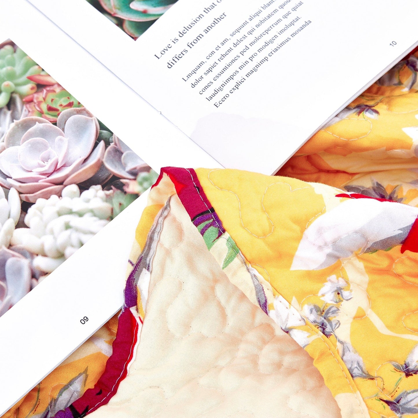 Yellow Floral Quilted Throw Blanket - Hummingbirds Farmhouse Red Flowers for Couch, Sofa or Bed- Scalloped Edges