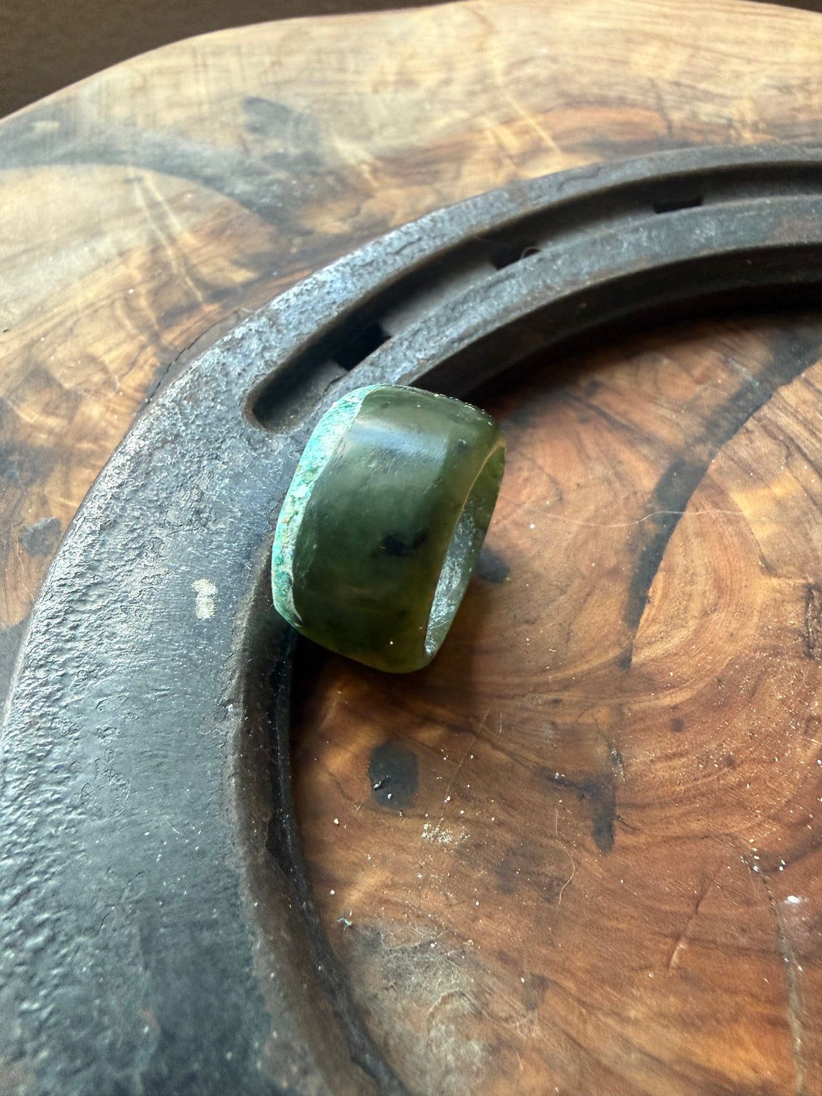 Desert Bloom | Nephrite & Arizona Gem Silica Inlay Ring | Size 7