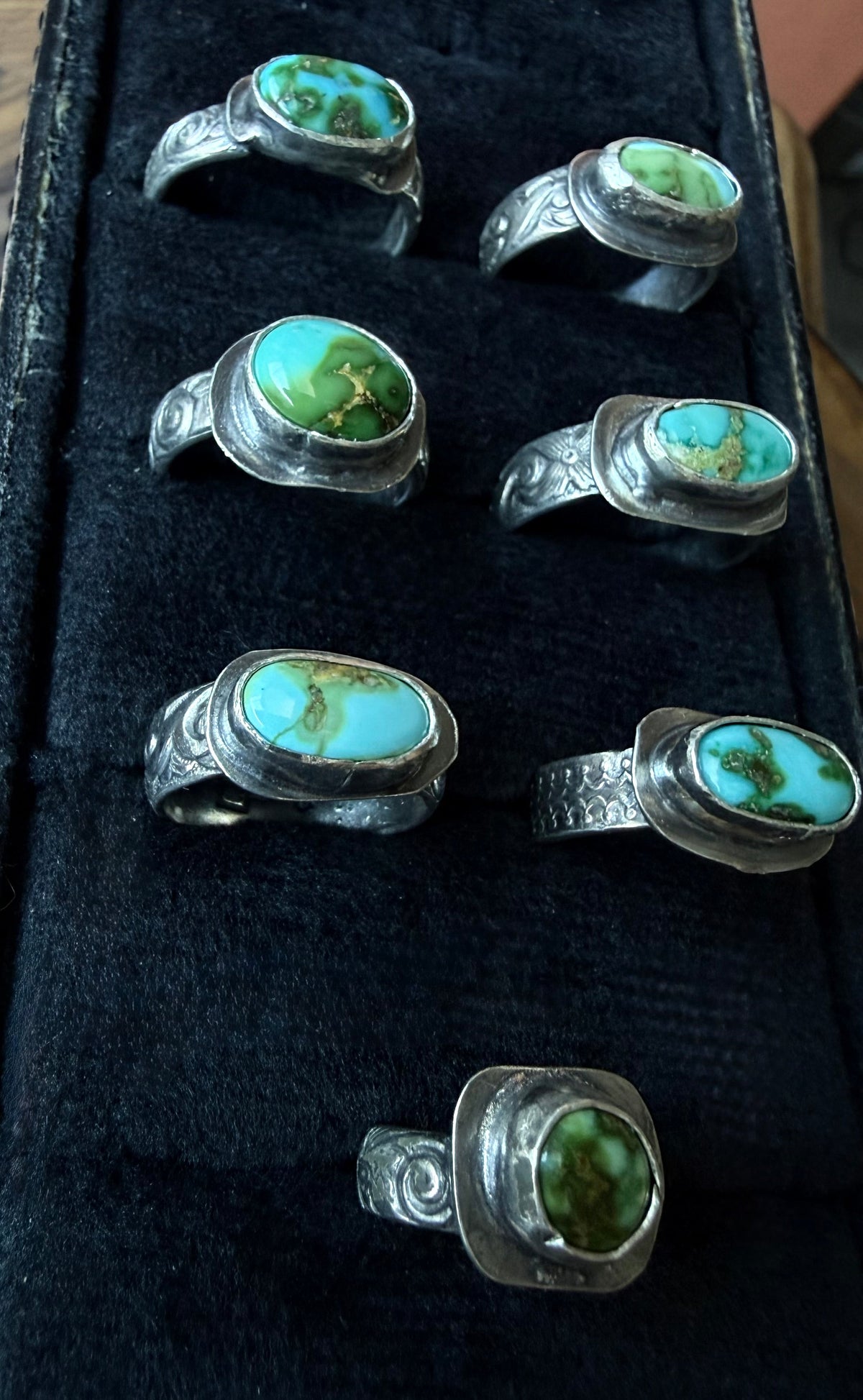 Sonoran Turquoise Patterned Silver Ring by Bootleg Silver Co – view 3