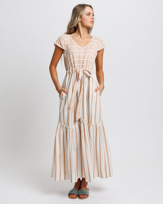 Downeast Love Song Maxi V-Neck A-line Linen Viscose