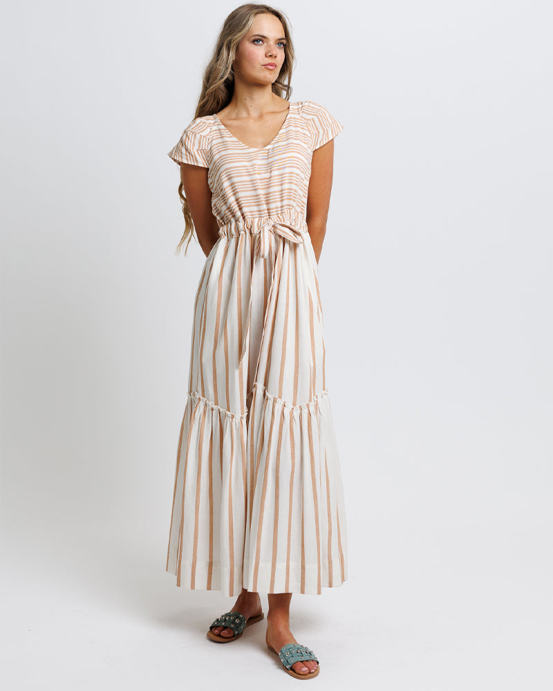 Downeast Love Song Maxi V-Neck A-line Linen Viscose