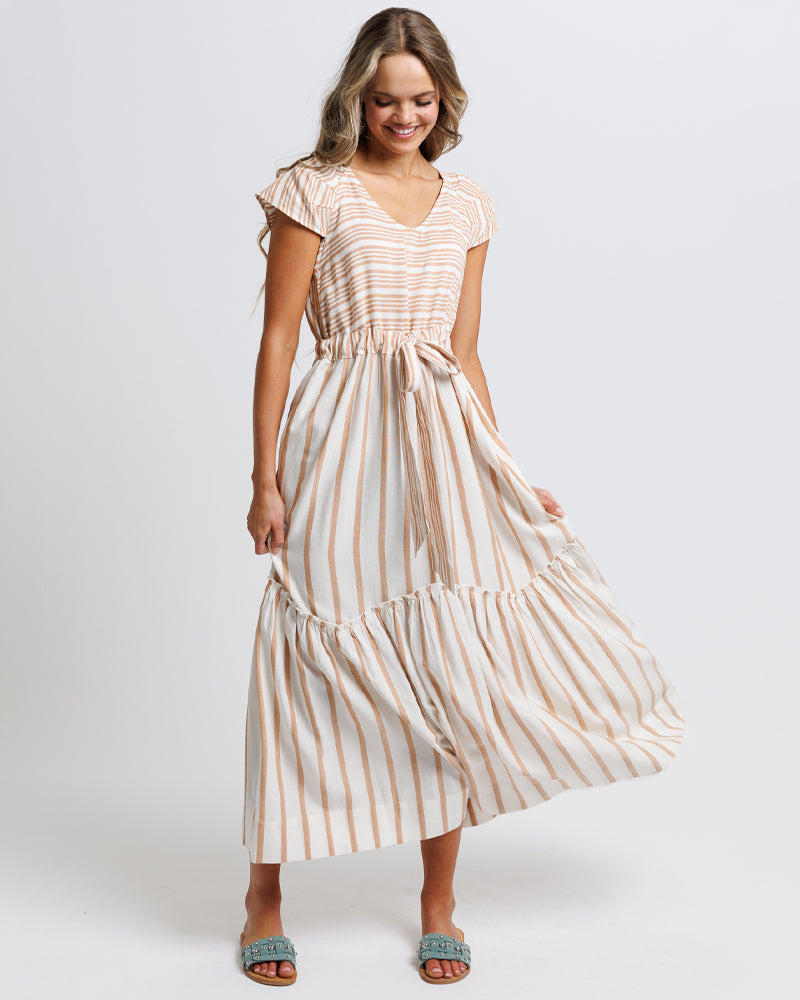 Downeast Love Song Maxi V-Neck A-line Linen Viscose