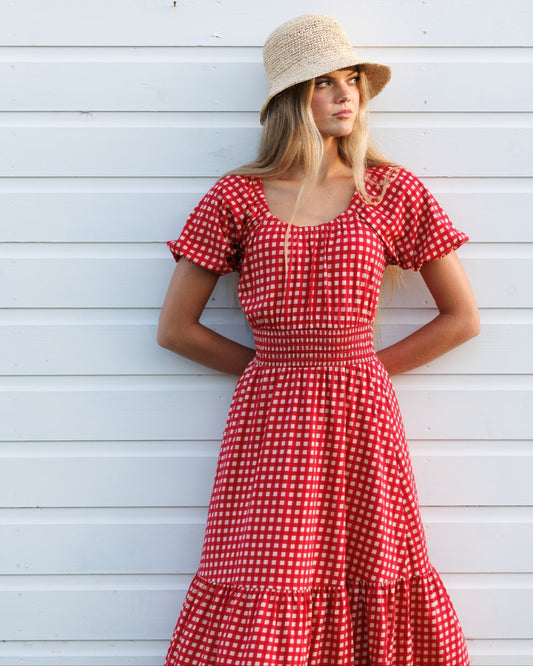Red Gingham Checkered Dress