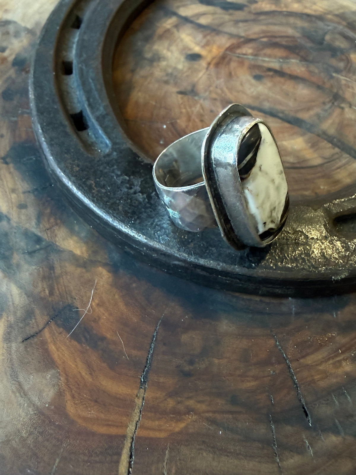 White Buffalo Patterned Silver Ring by Bootleg Silver Co – view 4